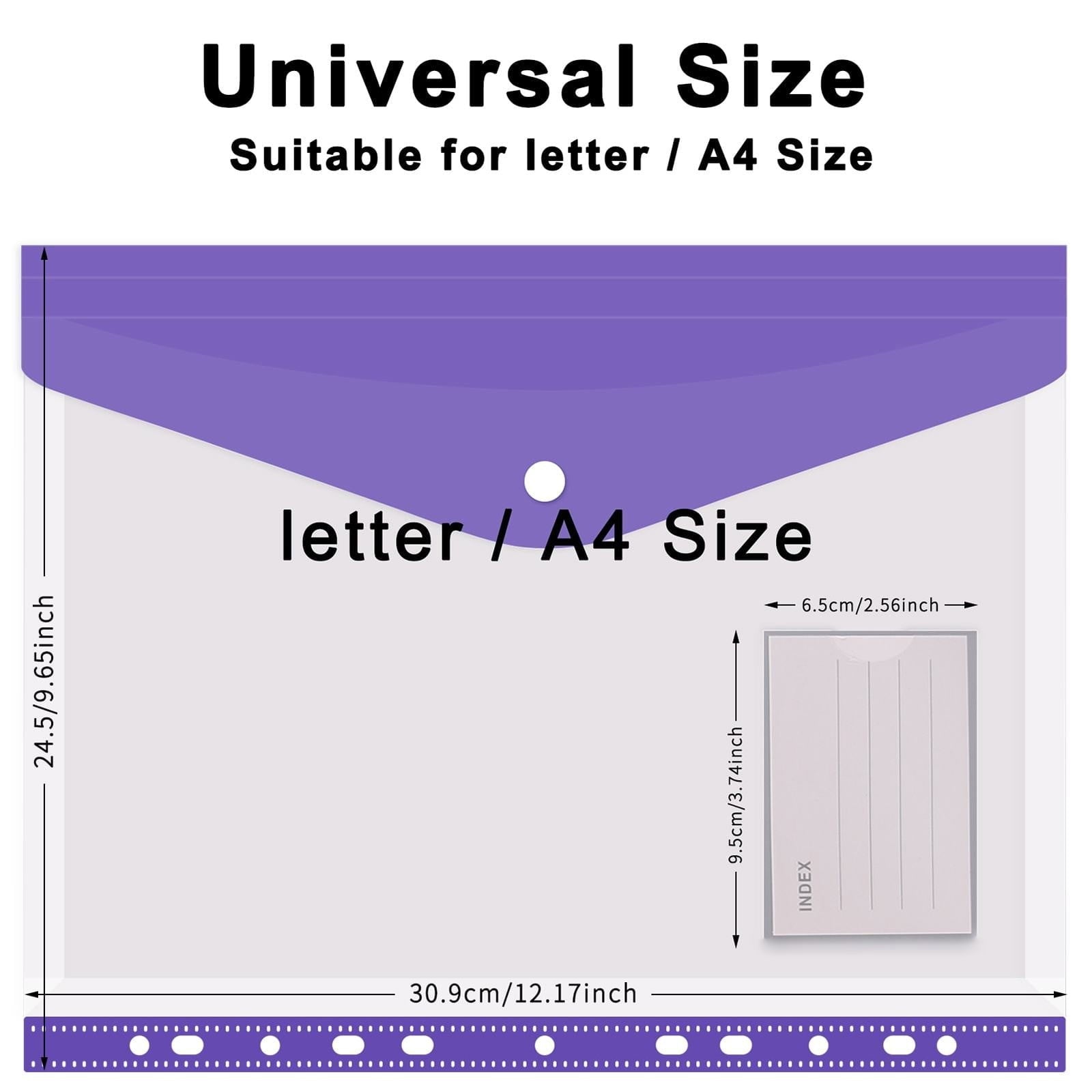 Plastic Envelopes Folders, 11 Holes Expandable Folders for 2/3/4 Ring, Document Pouch with Snap Button & Label Loose-... - Image 2