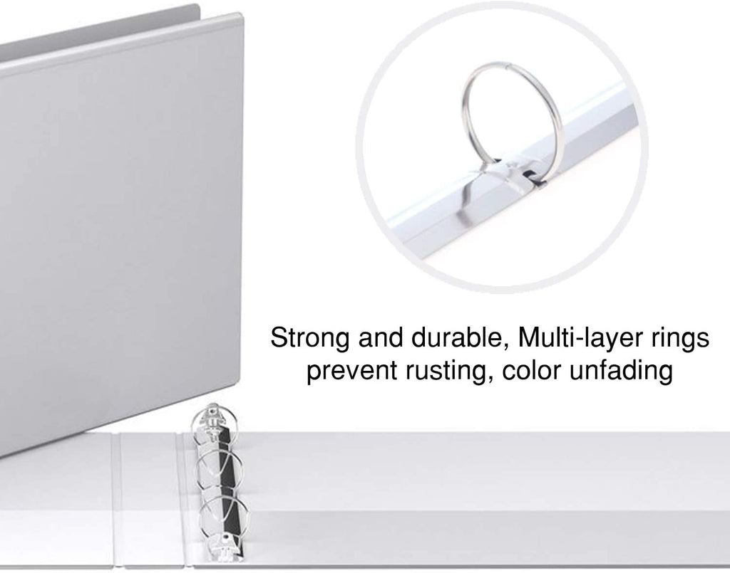 8.5" X 11" Landscape View Binder, 3-Ring Binder 1.5 Inch Capacity Round Ring, White Horizontal Formatted Binder with ... - Image 3