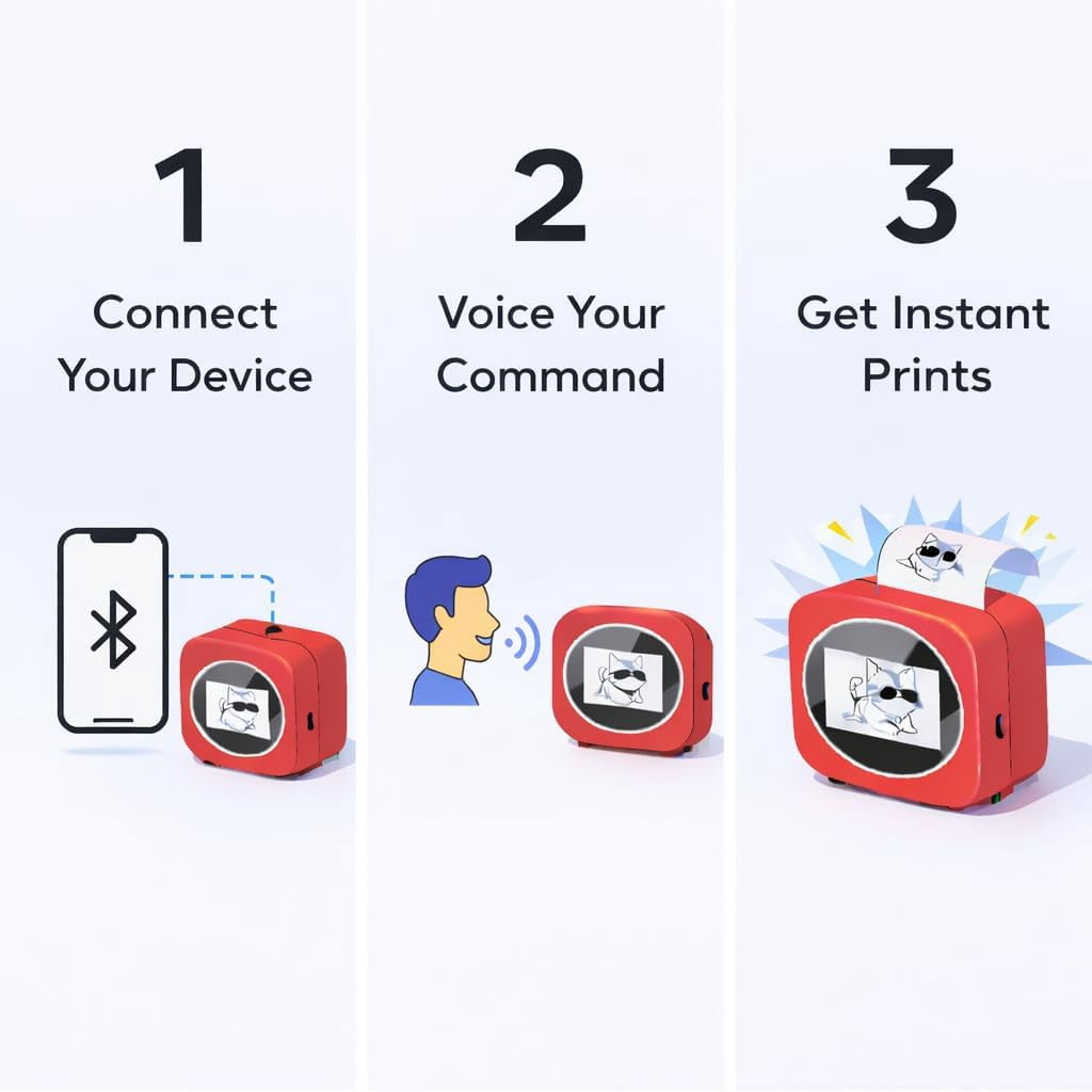 Smart Voice Sticker Printer with Screen, Portable Inkless Thermal Label Maker, Mini Rechargeable DIY Sticker Machine for Home, School & Offi - Image 2