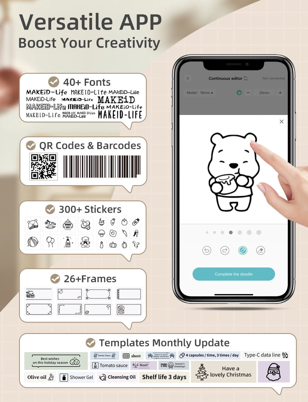 Portable Bluetooth Direct Thermal Label Maker with Tape, White - Image 5