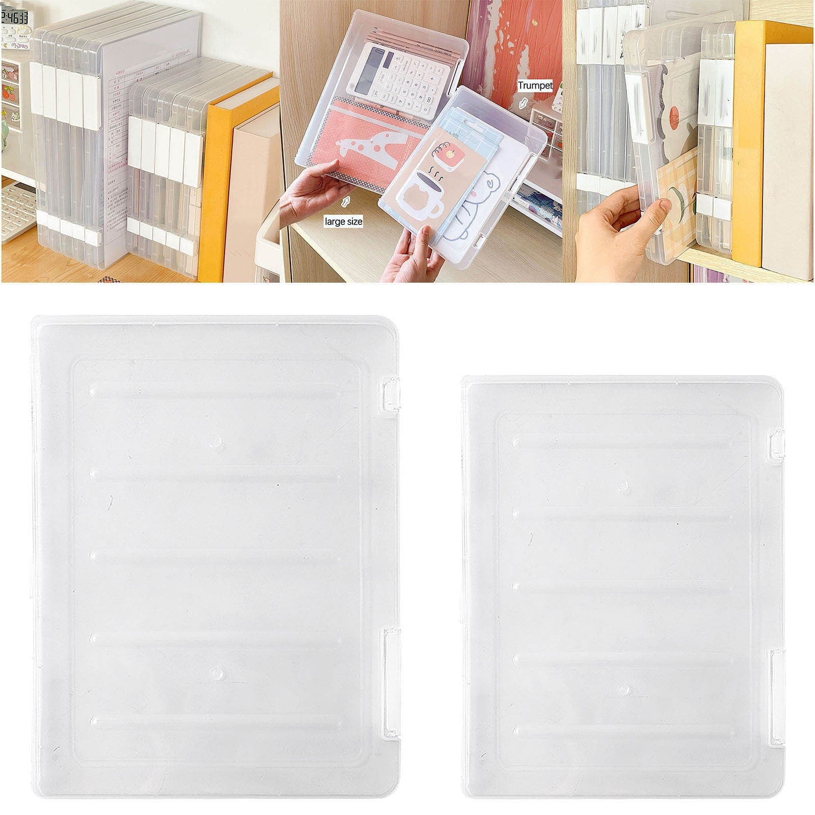 TERGAYEE Portable Project Case,Plastic File Storage Cases,Transparent File Slim Cases Plastic Storage File Boxes,Organizer Box Plastic with - Image 4