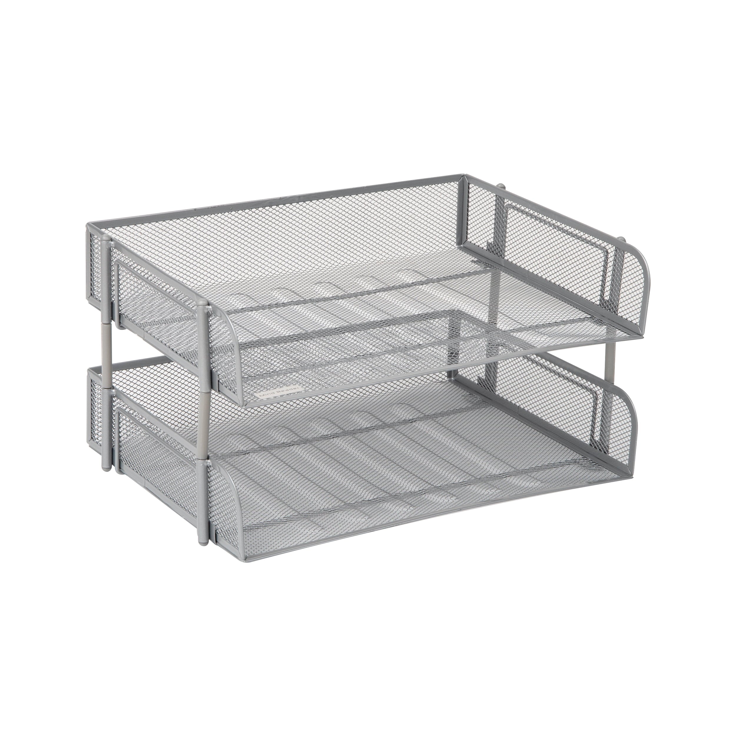2-Pack Stackable Metal Mesh File Holder Trays, Document Holder, Desktop File Organizer, Silver - Image 4