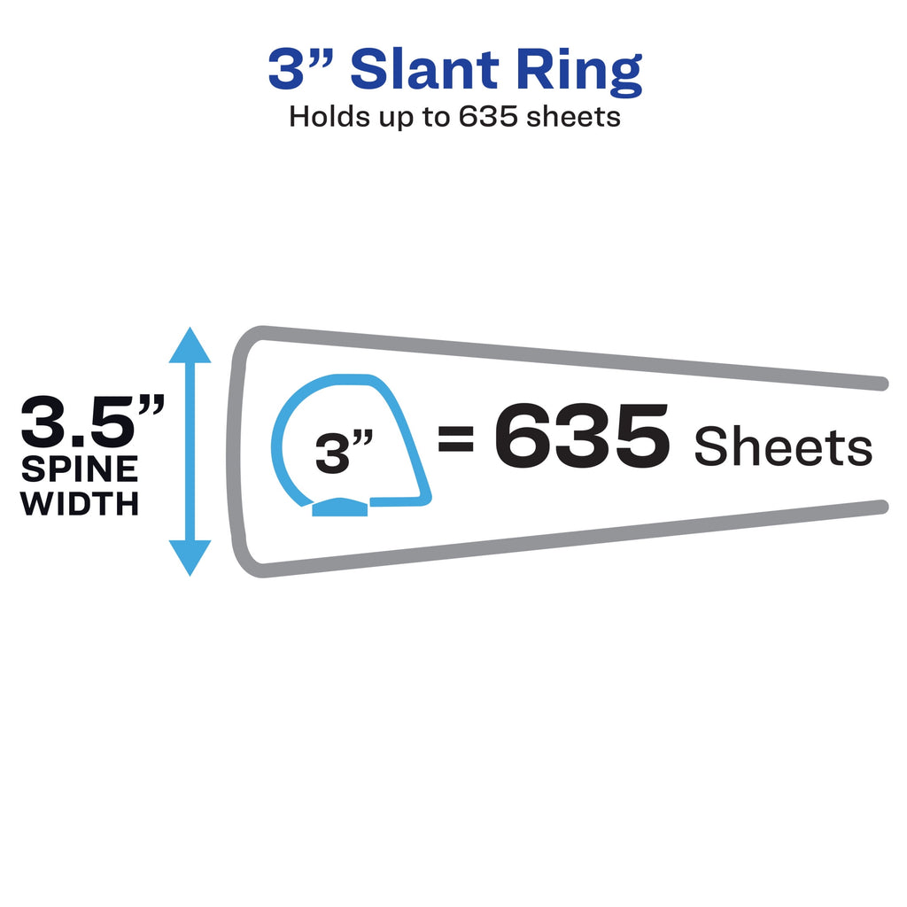 Heavy Duty View Binder, 3", White, Slant Ring, One-Touch, 635 Sheet Capacity, 1 Binder - Image 3