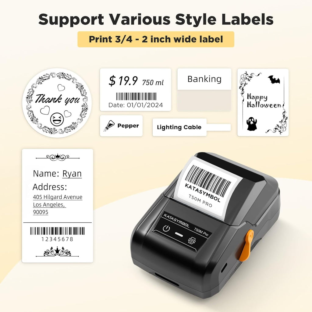 T50M Pro Bluetooth Label Maker Machine with 3 Tapes, Wide Waterproof Label, Versatile App with 30+ Fonts and 660+ Icons, Inkless Labeler for - Image 2