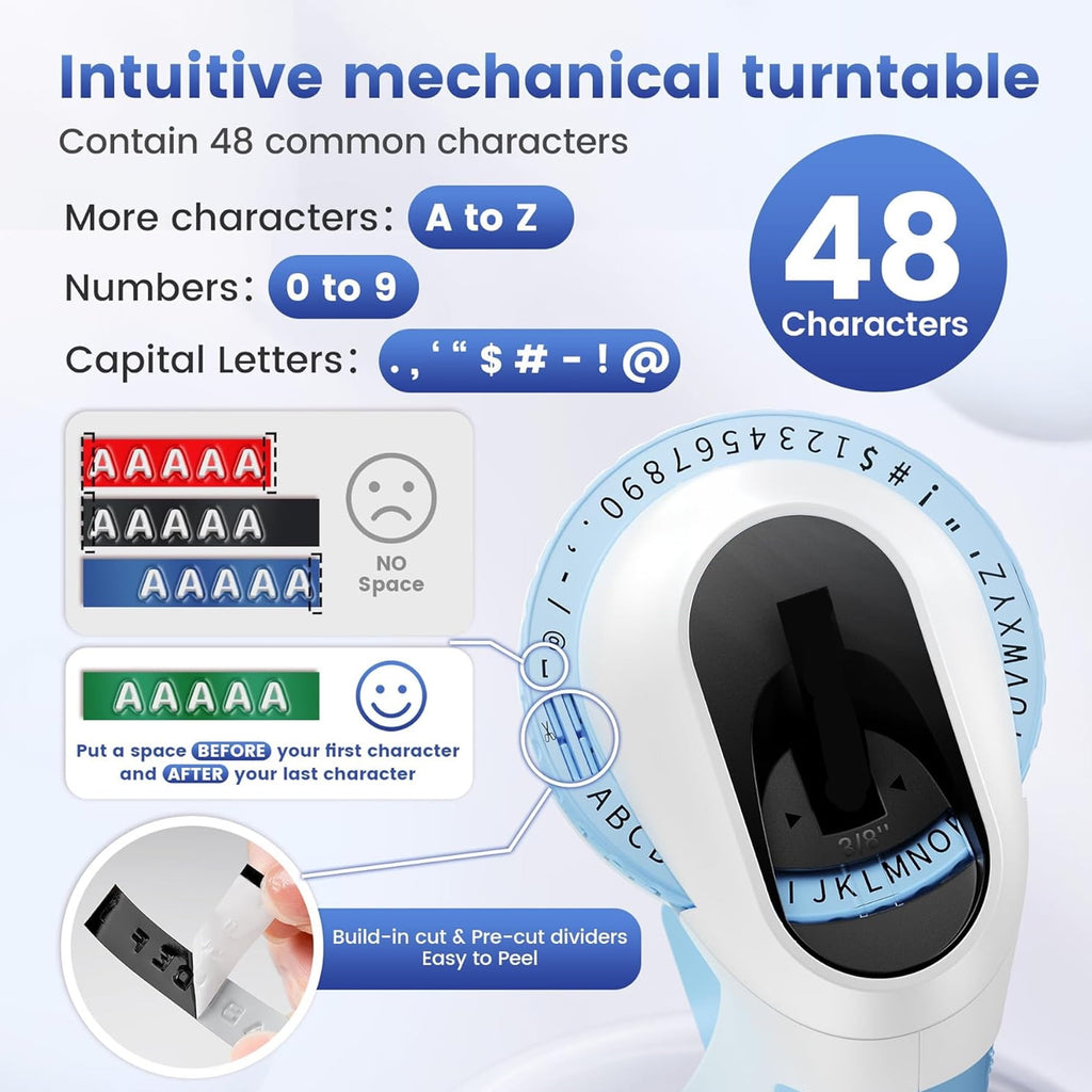 Embossing Label Maker, Manual Label Maker Printer with 6 Rolls Emboss Tapes, Handheld Label Printer for Organizing, Small Old School Label P - Image 2