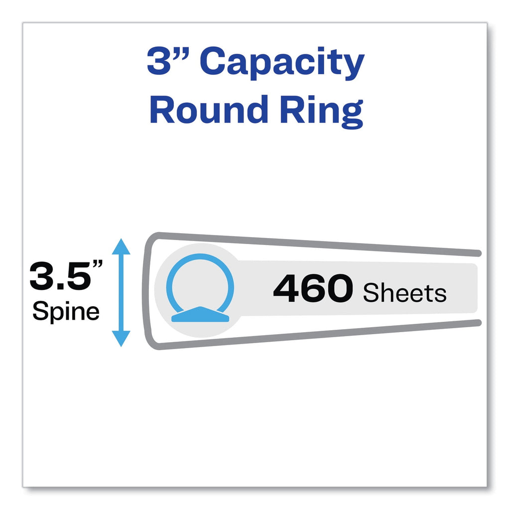 Economy View Binder with Round Rings, 3 Rings, 3" Capacity, 11" x 8.5", White, (5741) - Image 2