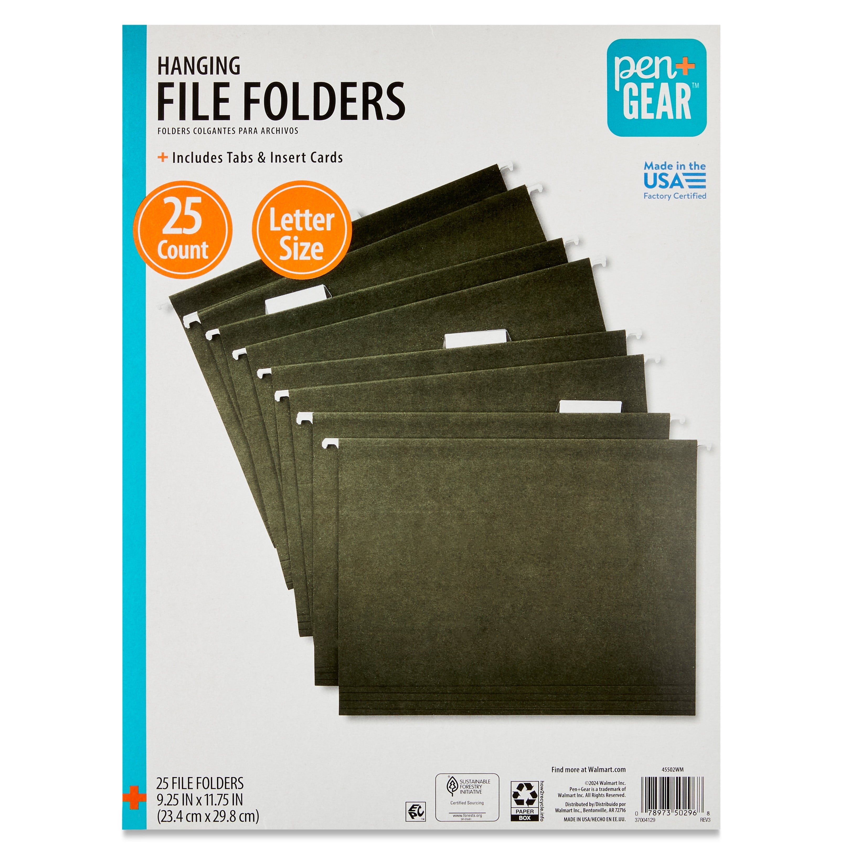 Folders, Letter Size, 1/5 Cut Tabs and Inserts, Box of 25, Standard Green - Image 2