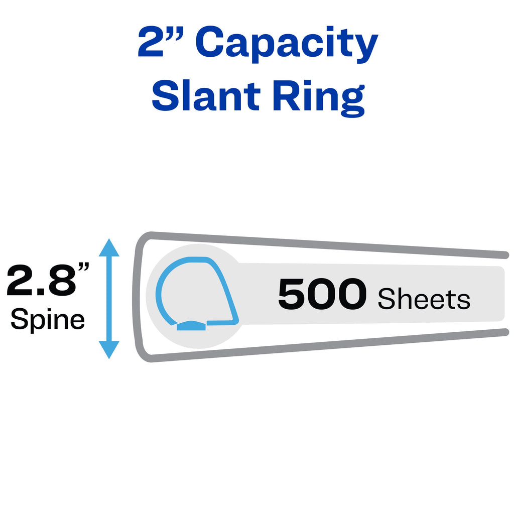 Avery Heavy Duty View Binder, 2" One-Touch Slant Ring, White (79912) - Image 3