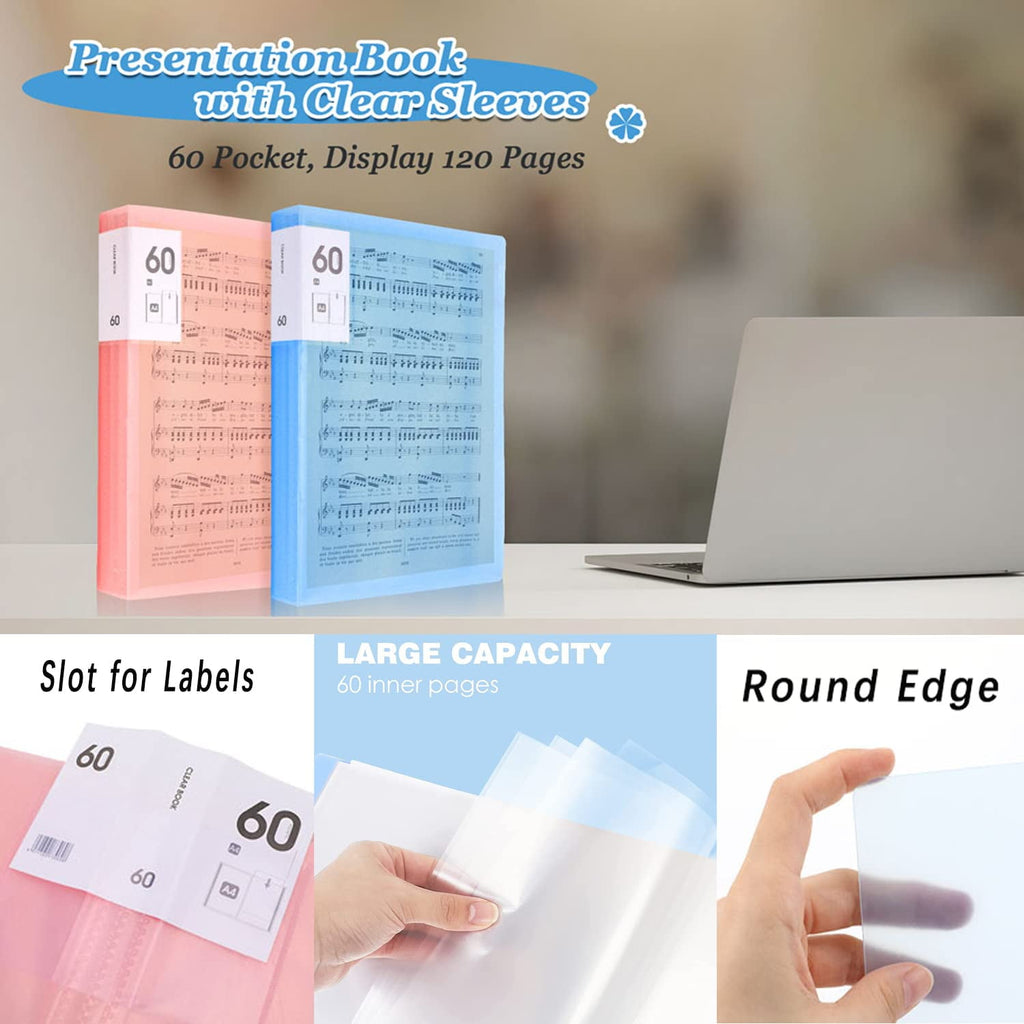 4 Pcs 60 Pockets Presentation Book with Clear Sheet Protectors, 4 Colors A4 Waterproof Folder Binder Display 120 Page... - Image 5