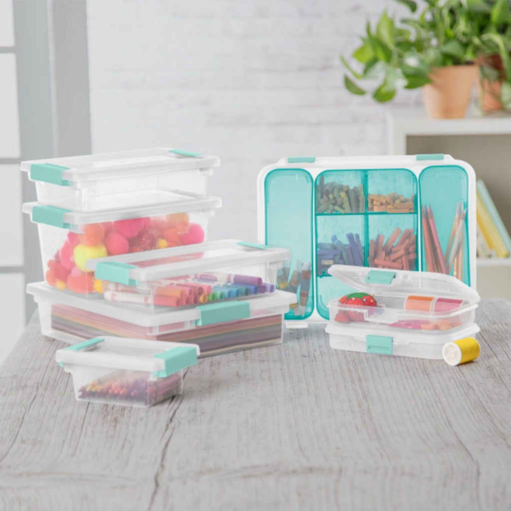 Small Clip Box Clear Storage Bins Tote Container w/ Latching Lid, 6 Ct - Image 4