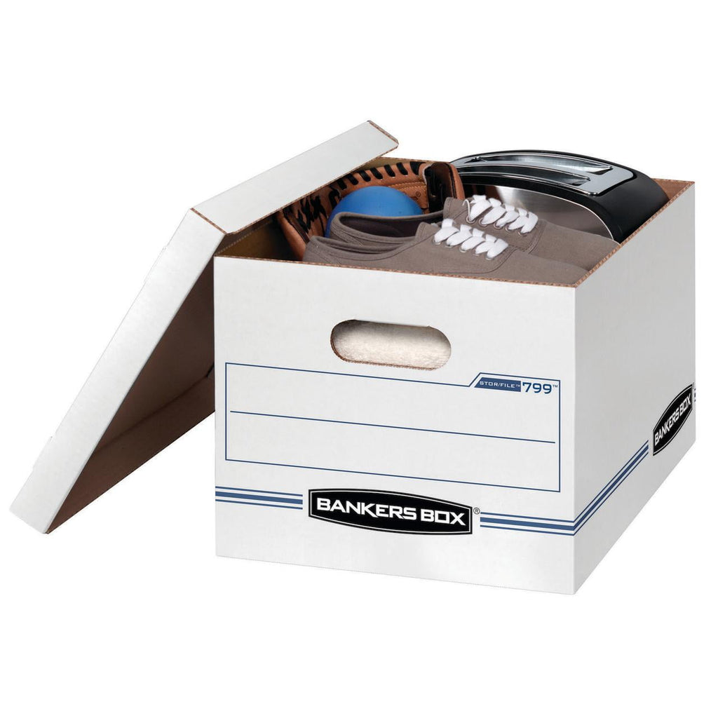 Basic Duty Letter/Legal File Storage Box with Lids, 10 Pack, White Corrugate Cardboard - Image 2