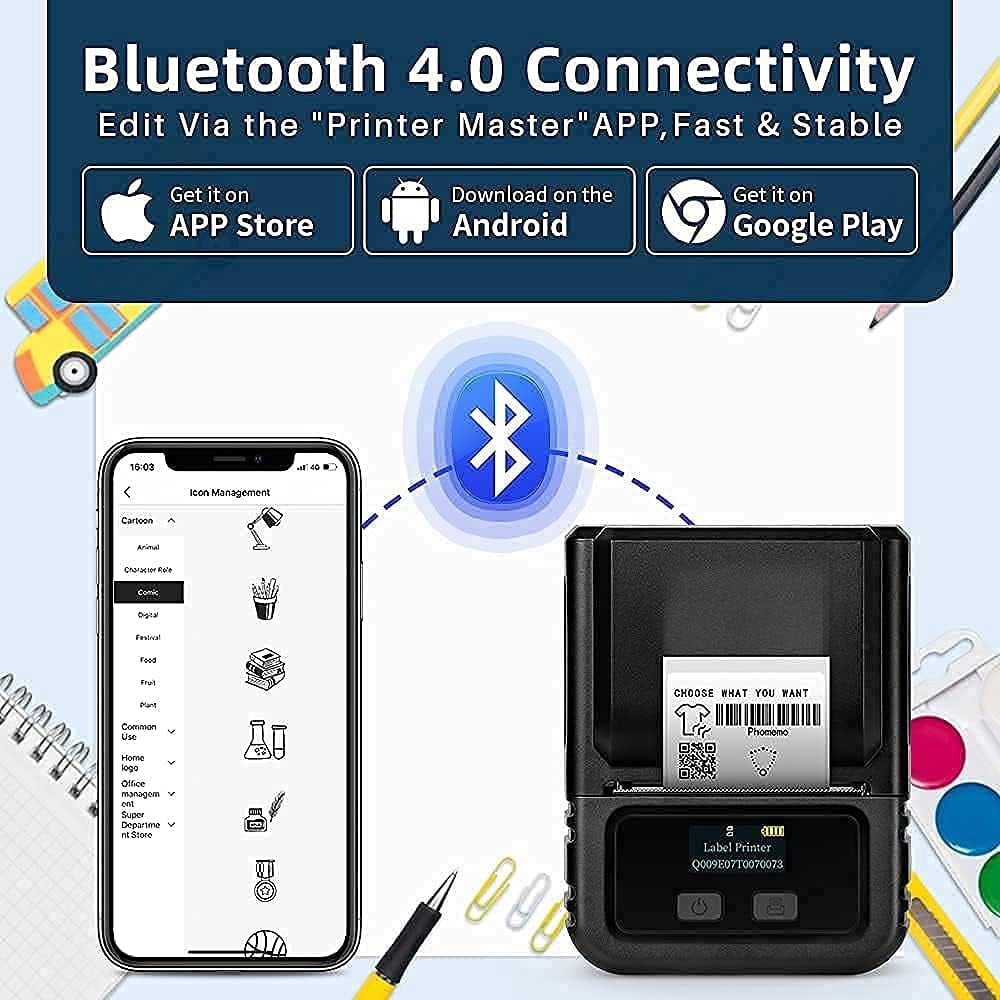 Phomemo M120 Portable Bluetooth Label Maker Thermal Barcode Label Printer Effortlessly Print 2 Inch 50mm Organize Barcodes for Retail, Small - Image 6