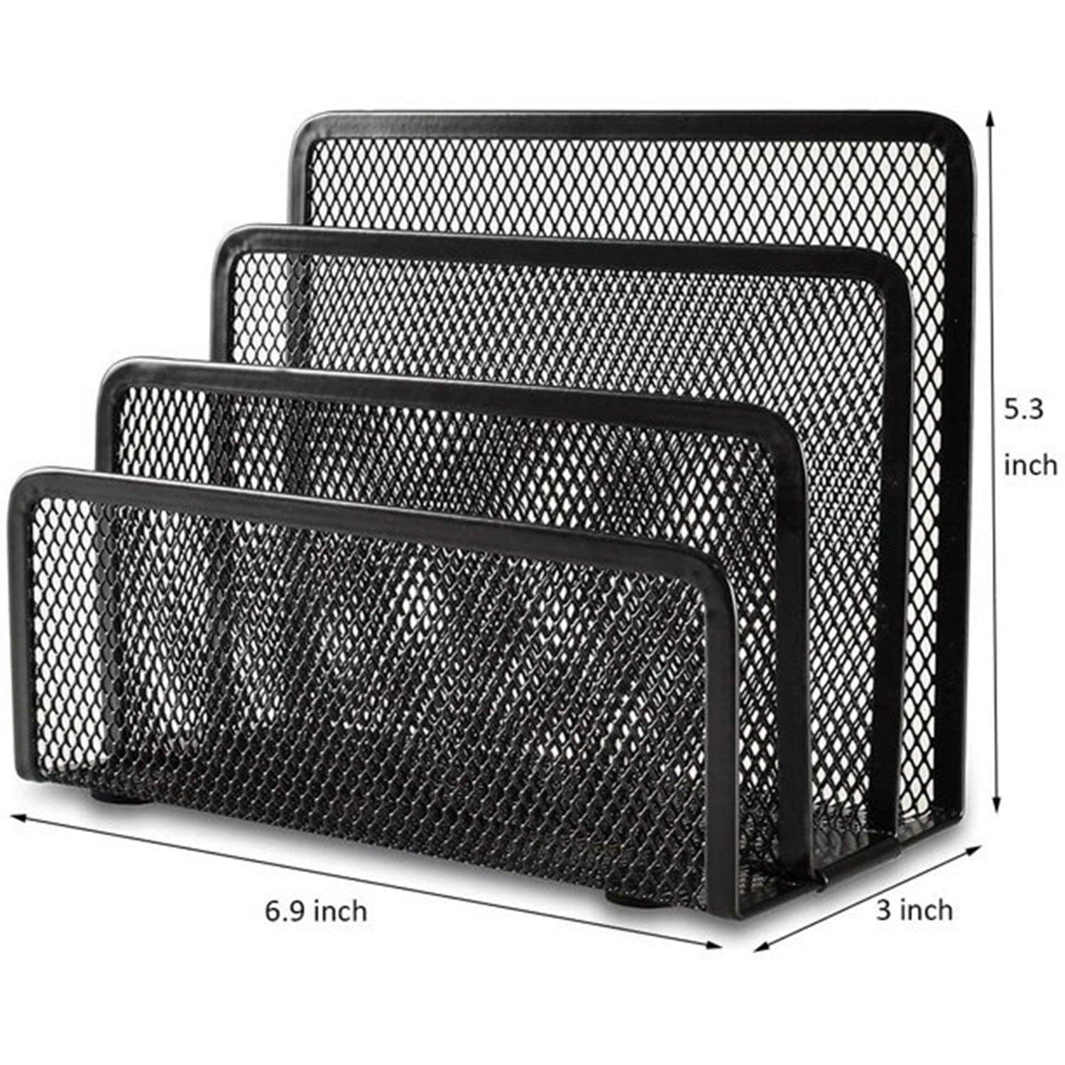Organizer, Office Small Letter Sorter top File Organizer Metal Mesh with 3 Vertical Upright Compartments, 1 PackBlack - Image 5