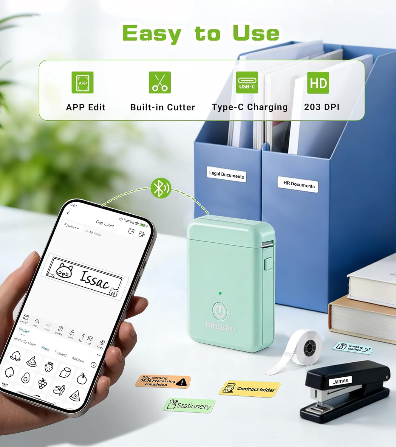 with Tape, X1 Portable Bluetooth Mini Printer, Support Pre-Cut & Continuous , Wireless Small s with Versatile App for... - Image 3