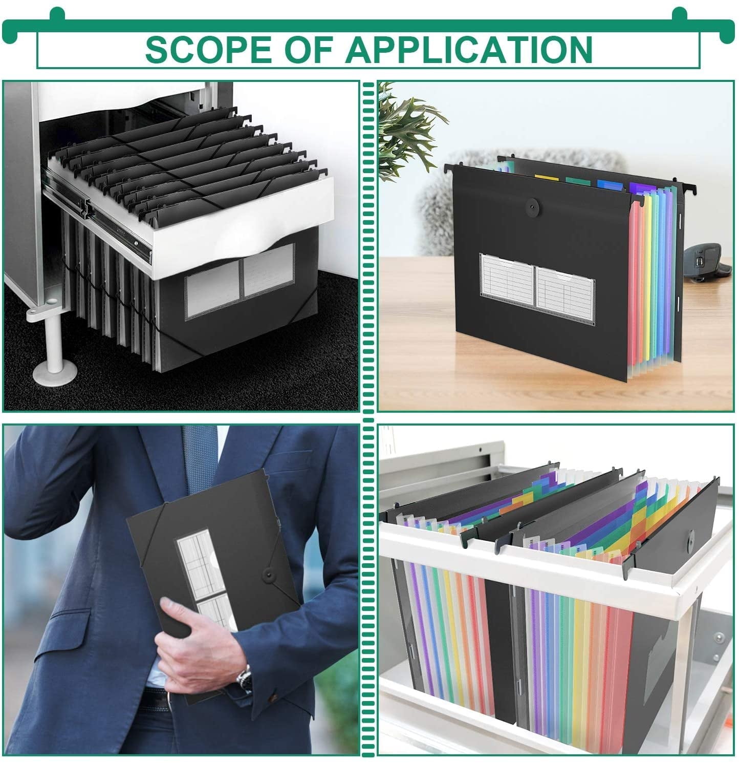 Letter Size 7 Pockets Accordian Organizer Expanding Folder for Filing Cabinet/Accordion Box Rainbow Plastic Document ... - Image 5