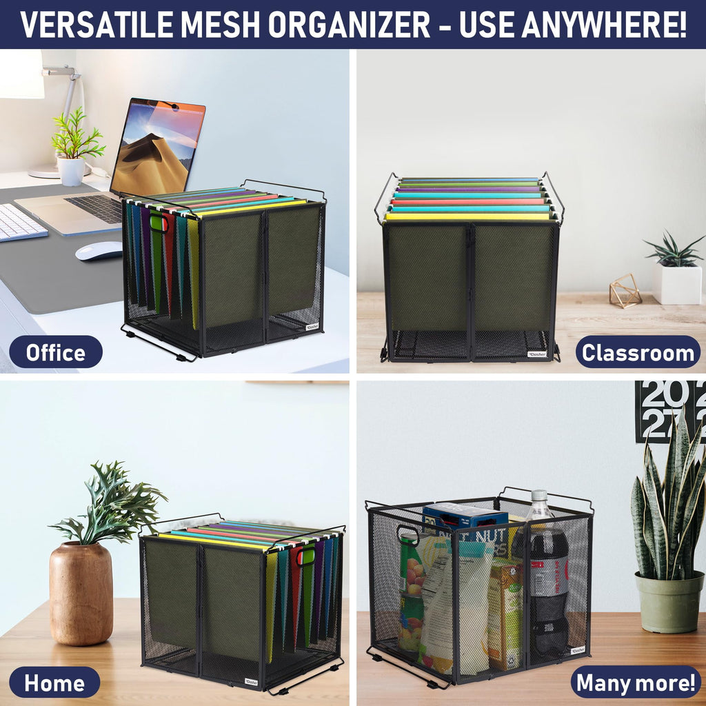 Hanging File Organizer Letter Size, Black Metal Mesh File Crate for Hanging Folders, Portable Document Folder Holder ... - Image 5