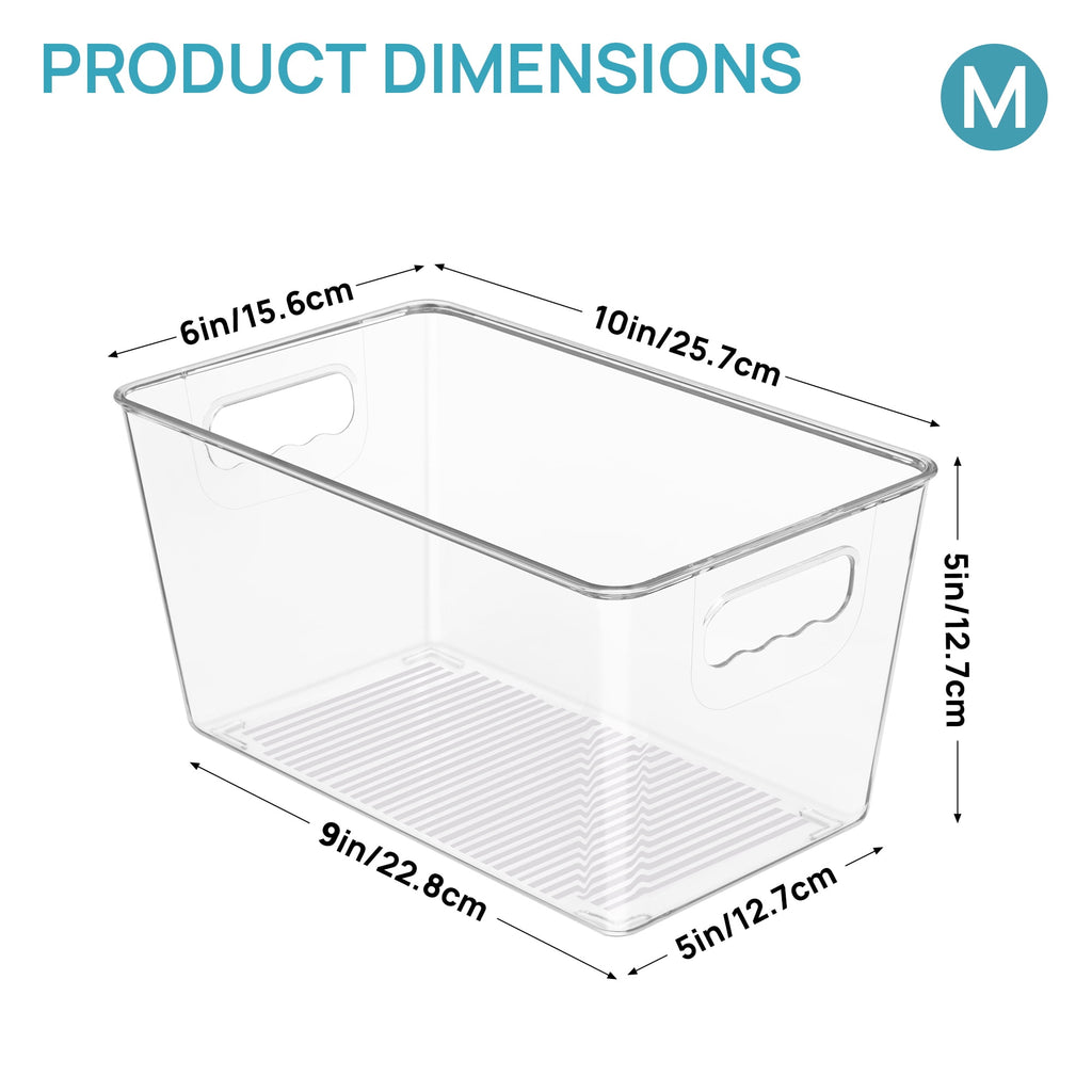 Clear Plastic Storage Bins, 4 PCS Pantry Organizer Bins with Handle,Medium - Image 6