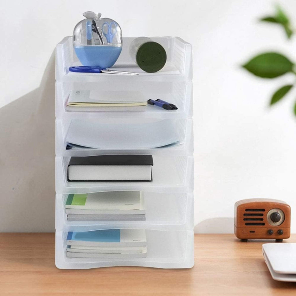 1-Pack Black Plastic Stackable Paper Tray/Basket, Stackable Office Letter Organizer Desk Tray A4 Size Plastic Paper S... - Image 4