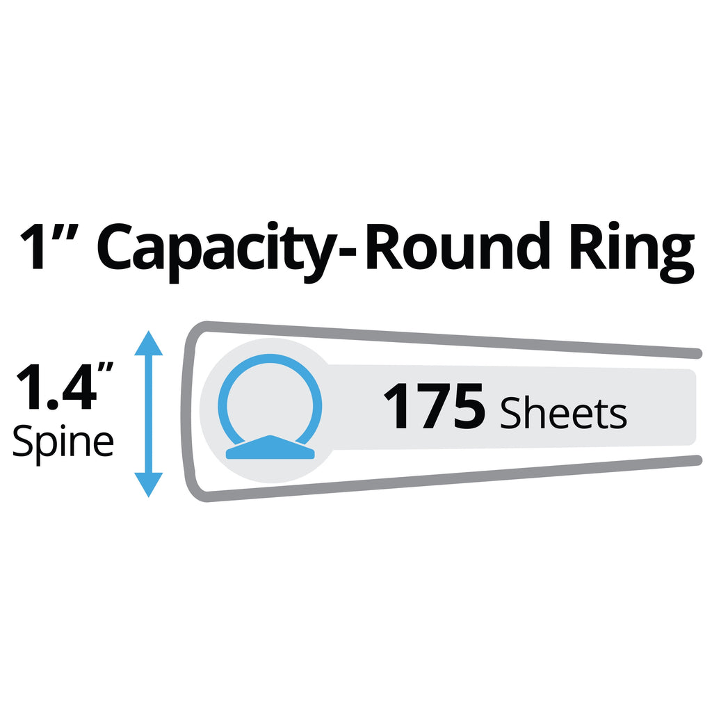 Avery Legal-Size Durable 3 Ring Binder, 1" Round Rings, Black (06400) - Image 2