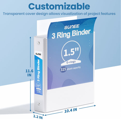 3 Ring Binders 1.5 Inch 10 Pack, Clear View Binders Three Ring PVC-Free (Fit 8.5x11 Inches) for School or Office Supp... - Image 2