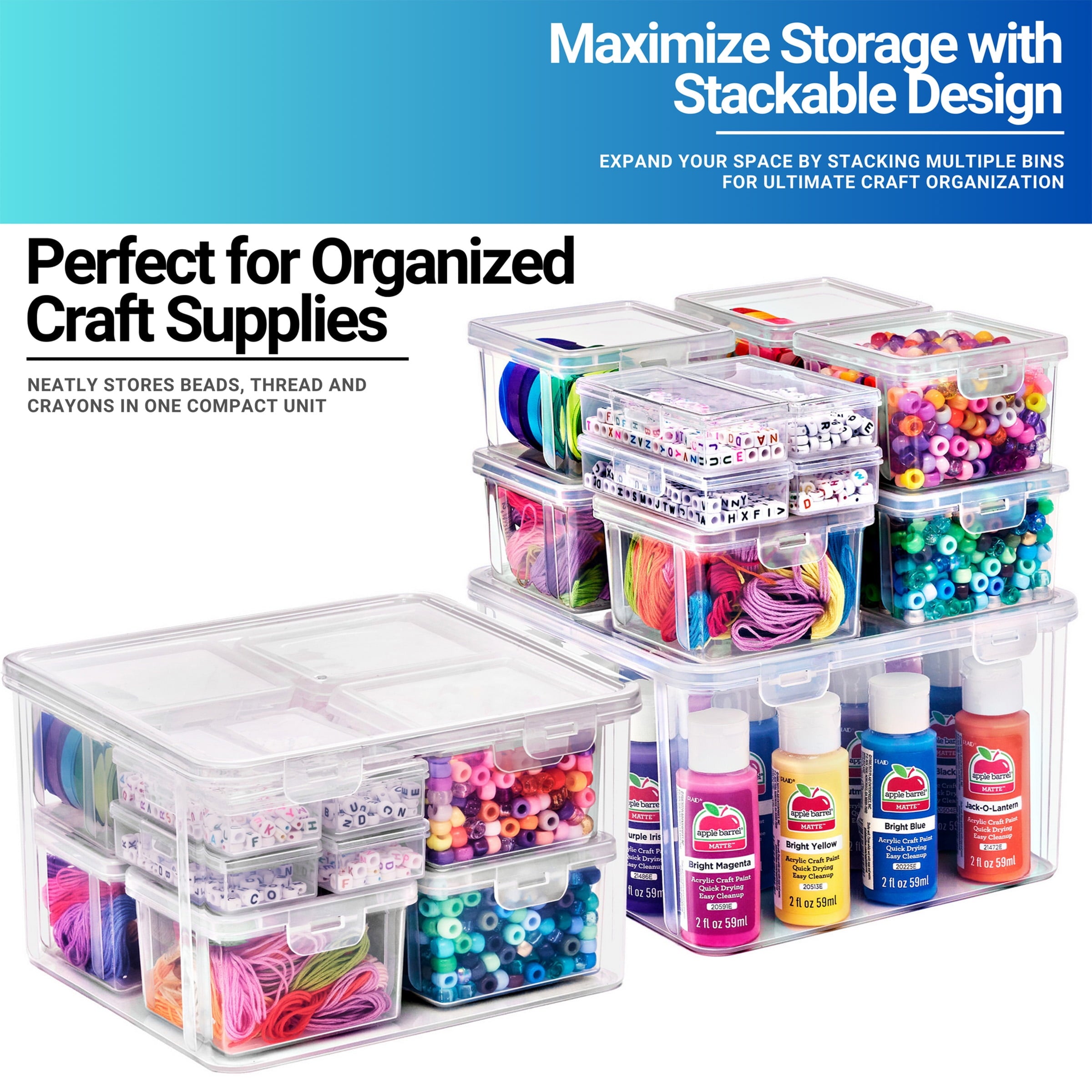 12-Piece Sewing and Craft Material Storage Container Set with Lids - Storage for Sewing Materials, Small Beads, Acces... - Image 5