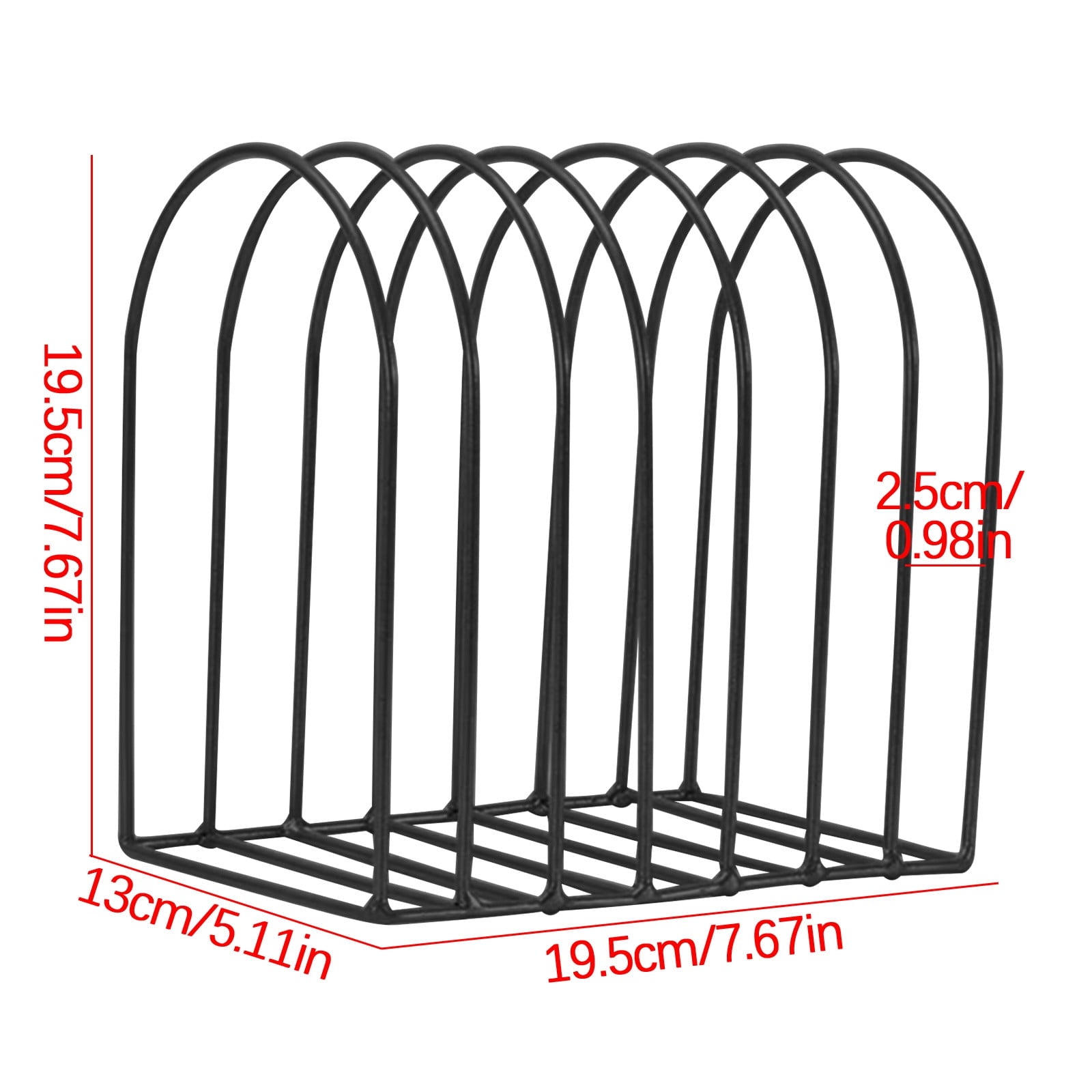 Large Desktop Document Holder, Black Metal Wire File Folder Organizer Rack with 7-Slots and Arch Design - Image 3