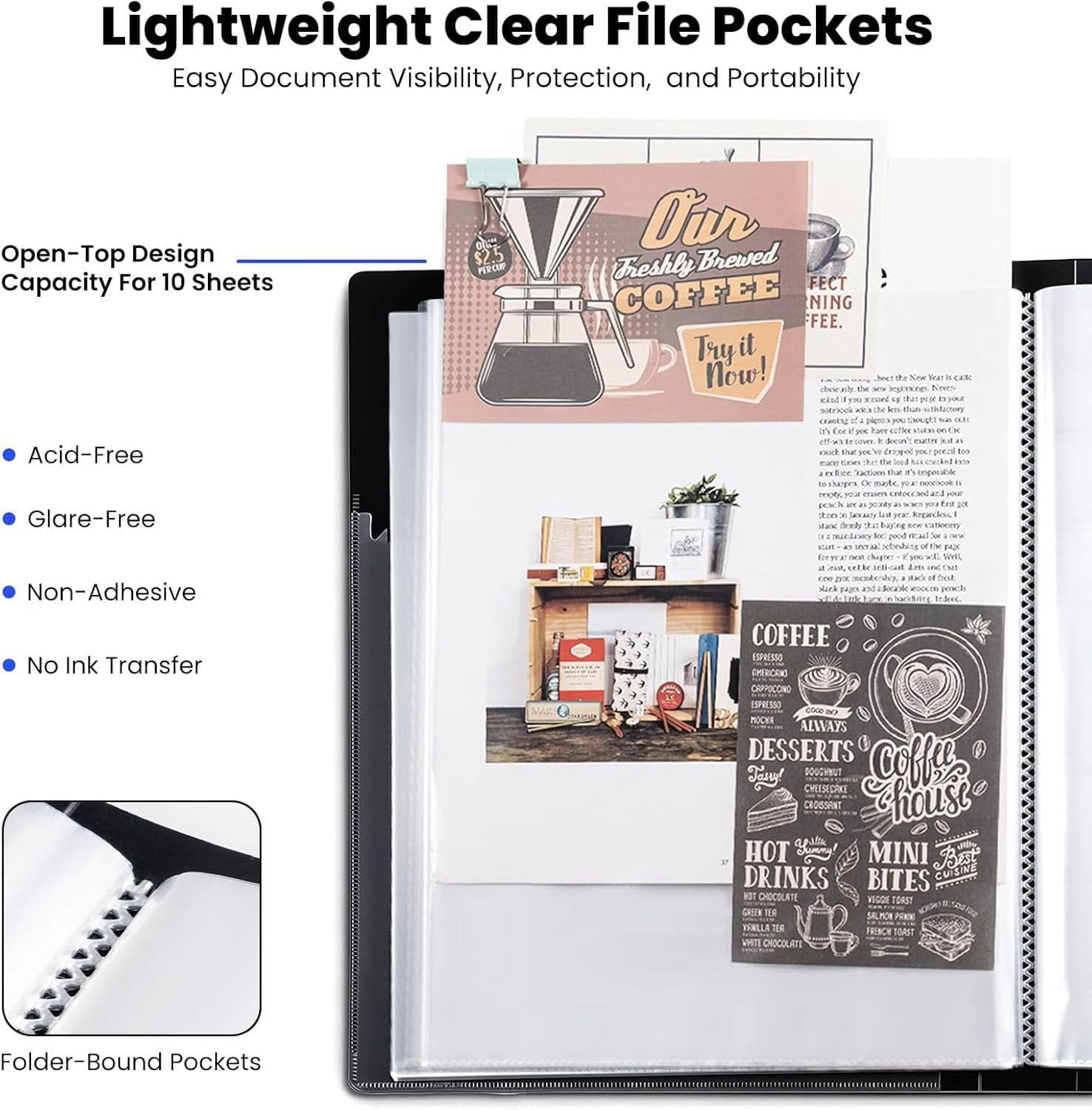 48-Pocket Portfolio Binder Display 96 Pages, 8.5x11 Binder with Plastic Sleeves, Art Portfolio Folder with Clear Shee... - Image 4