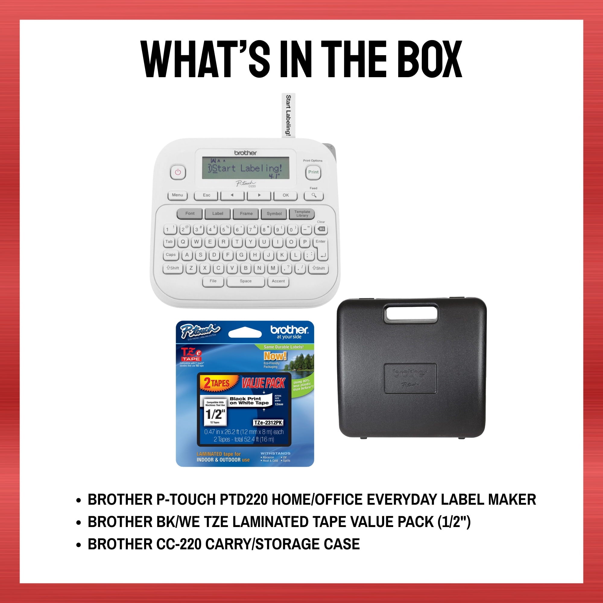 P-Touch Portable Label Maker with Laminated Tape and Storage Case - Image 6