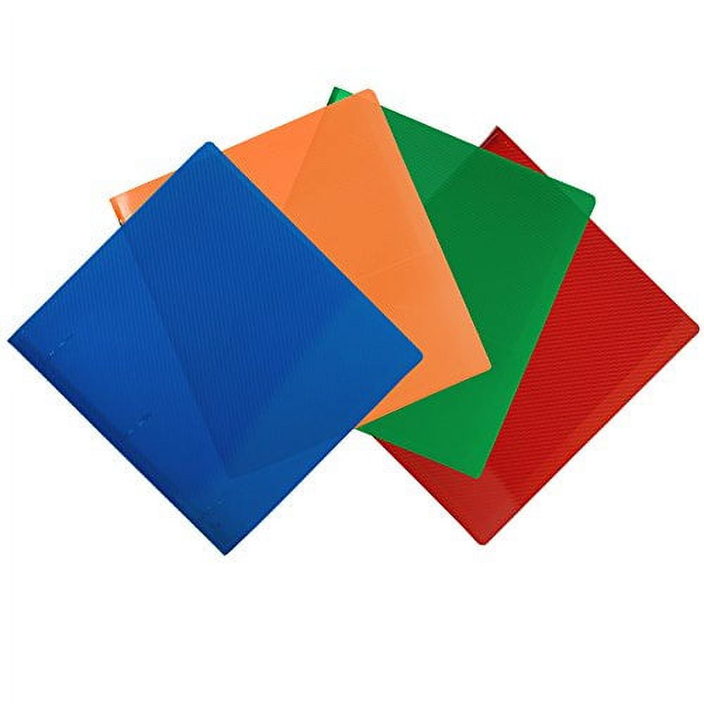 Plastic 1 1/2 in Binders, 3 Metal Rings, Assorted (Red, Blue, Green & Orange), 4/Pack - Image 3
