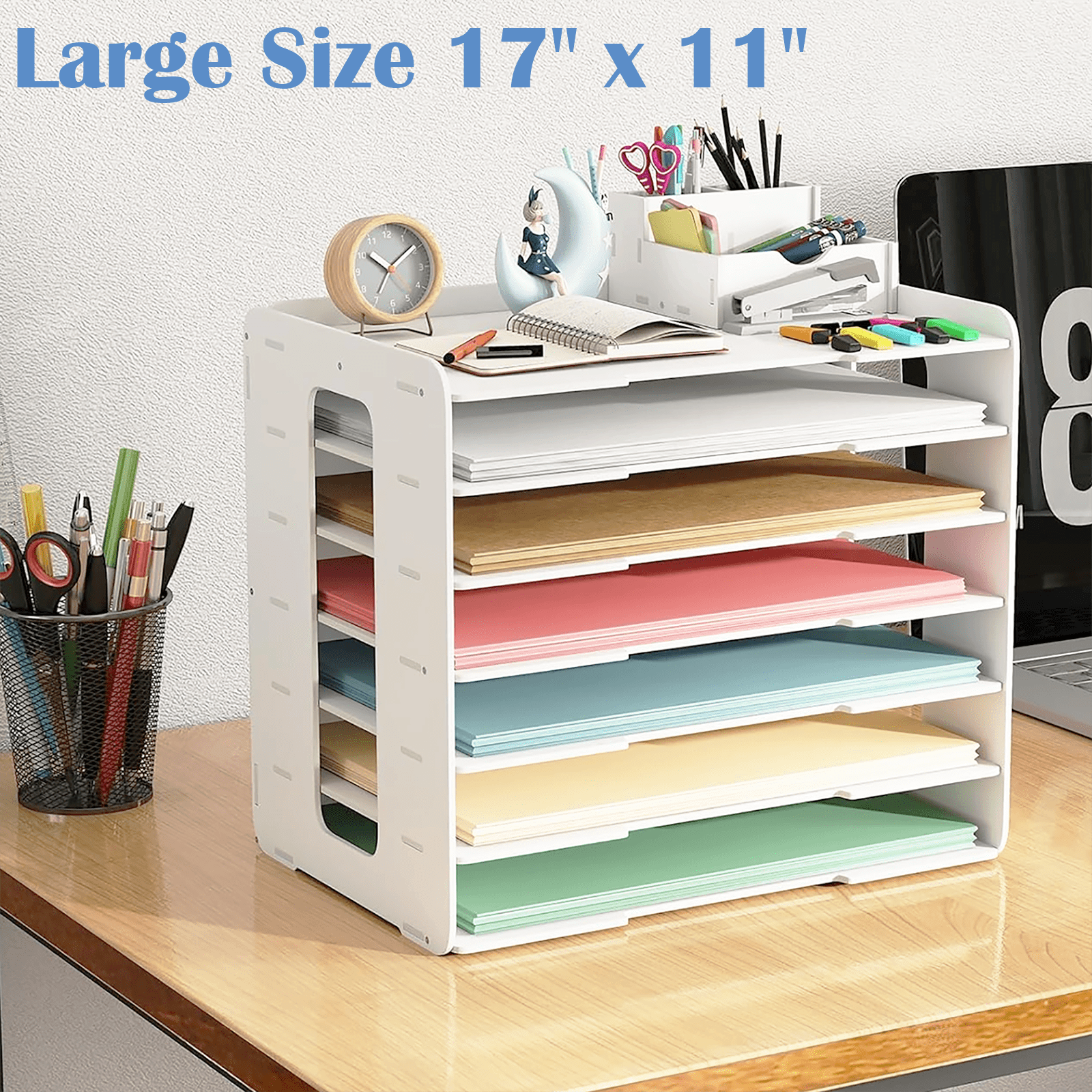 7-Tier Desk File Organizer, 11x17 Inches Large Size A3 Paper Organizer, Desk Organizer for Office Documents, Home