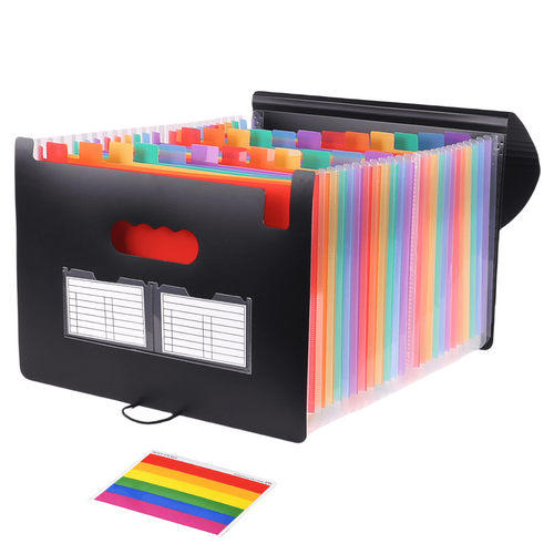 25 Pockets Expanding Folder, Portable Monthly Paper Bill Tax Receipt , Letter A4 Size Document Holder with Blank Labe...