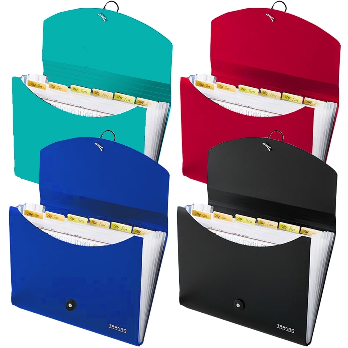 7 Pockets Accordion File Organizer (Pack of 4), Letter Size/A4 Expanding File Folder with Index Tabs, Expandable Plas...