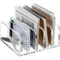Acrylic Desk File Organizer Holder, 5 Upright Clear Desktop Mails Sorter Document Magazine Storage Organization Letter Folder Racks for Home