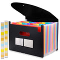 Accordion File Organizer 24 Pocket Retractable Folder with Lid Handheld A4 Letter Size File Box with High Capacity Pl...
