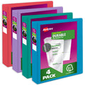 Durable View 1.5" Binders, Bright Colors (4-Pack of 05687)