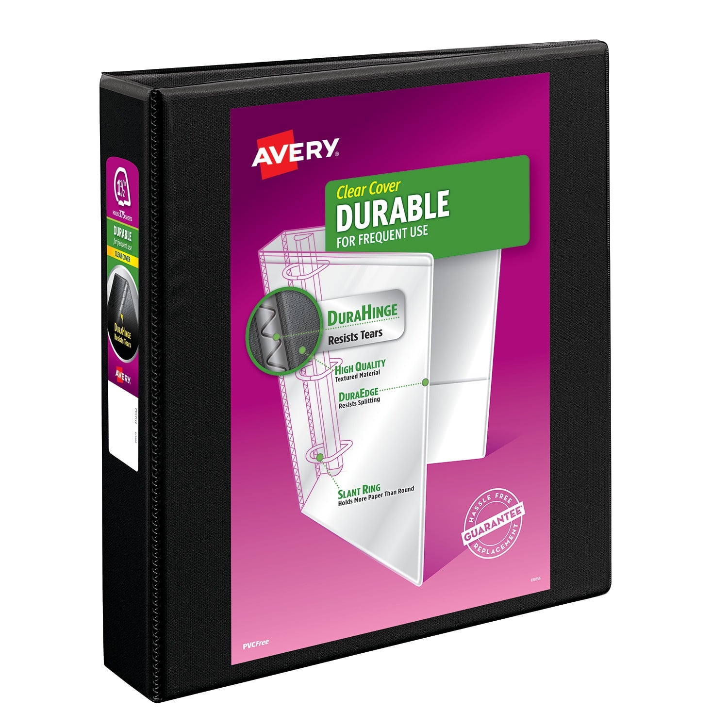 Durable View 3 Ring Binder, 1.5" EZD Rings, 1 Black Binder