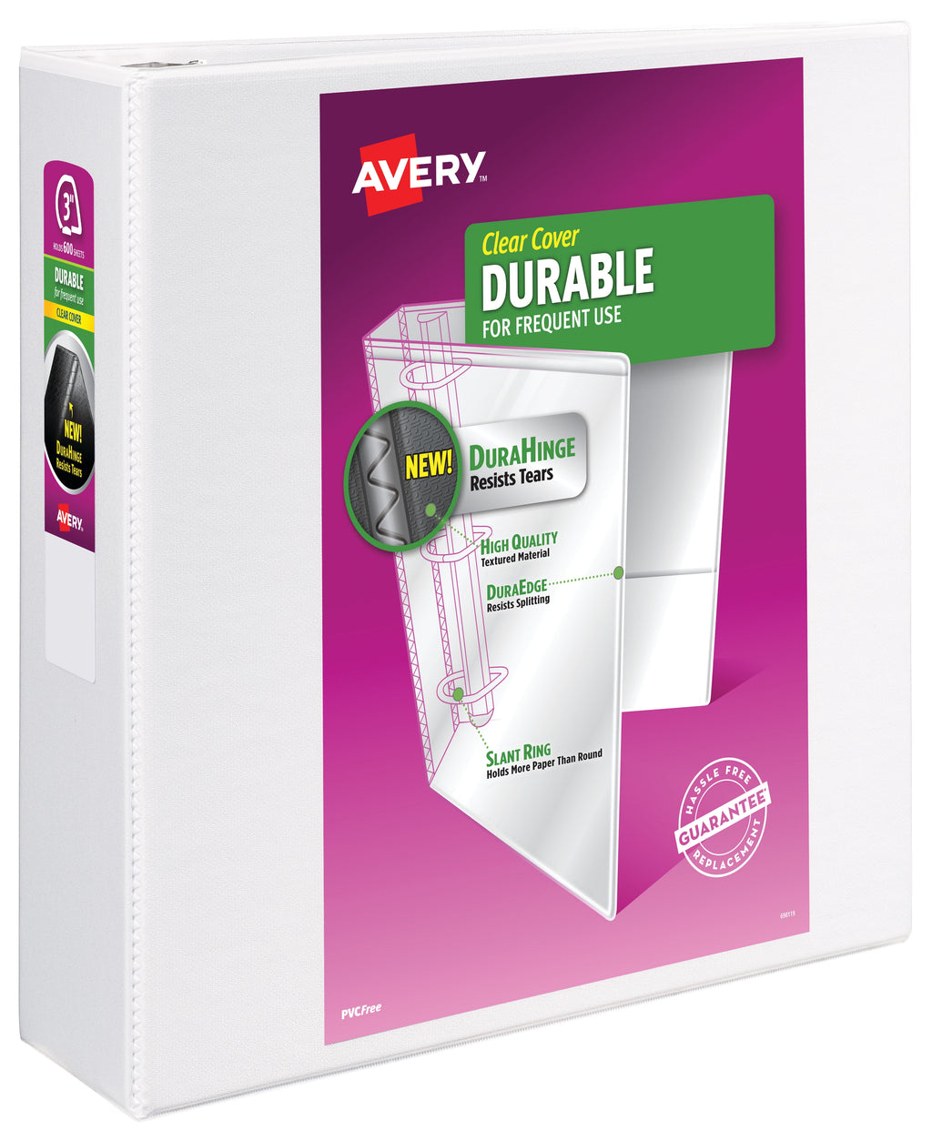 Durable View 3 Ring Binder, 3" Slant Rings, 1 White Binder
