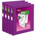 Avery Durable View 3 Ring Binders, 1" Rings, Purple, 4 Pk (46014)