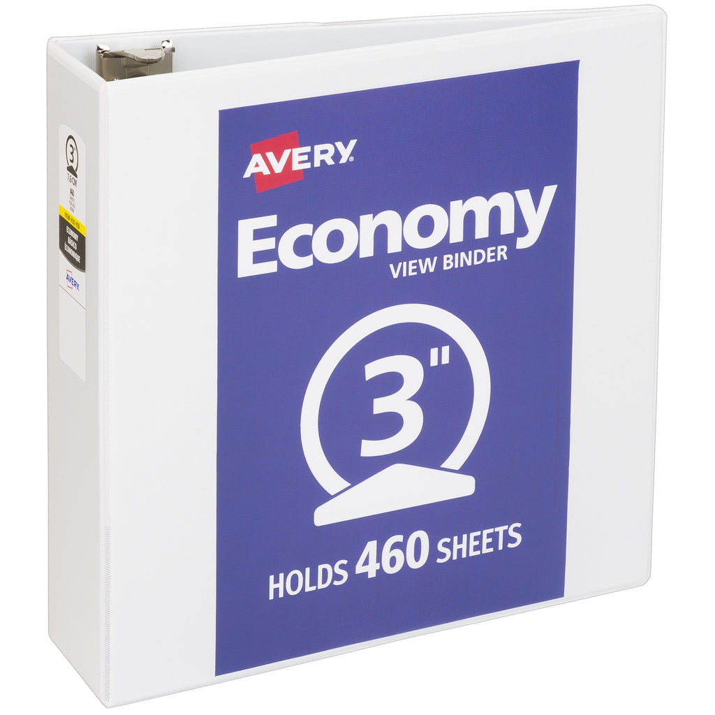 Standard View Binder, 3" Round Rings, White Binder (05741)
