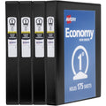 Economy View 3 Ring Binders, 1" Round Rings, 4 Black Binders