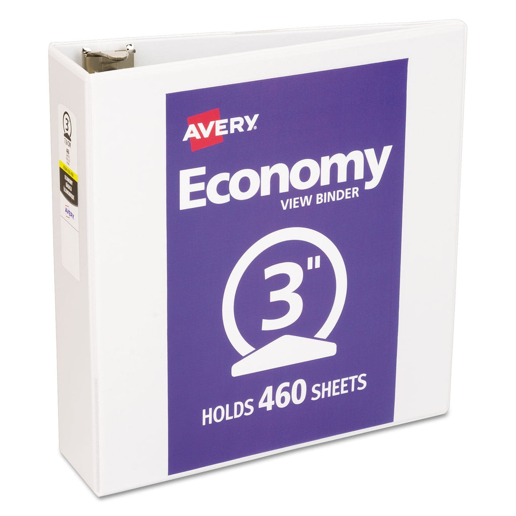 Economy View Binder with Round Rings, 3 Rings, 3" Capacity, 11" x 8.5", White, (5741)