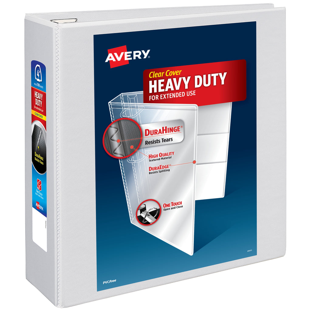 Heavy-Duty Binder, 4" One Touch EZD Rings, White (79104)