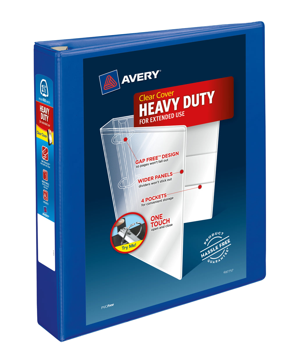 Heavy-Duty View 3 Ring Binder, 1.5" EZD Rings, Pacific Blue