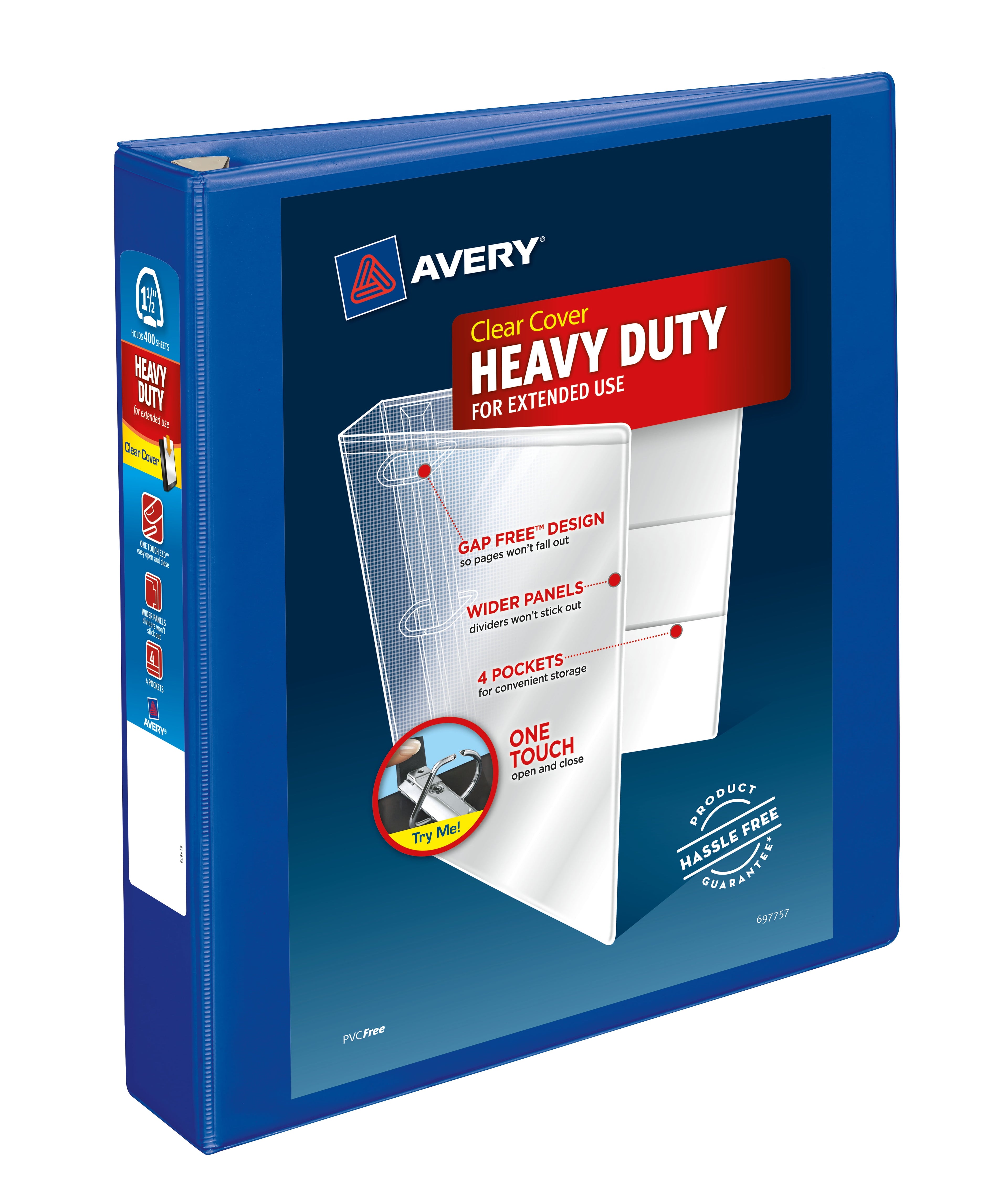 Heavy-Duty View 3 Ring Binder, 1.5" EZD Rings, Pacific Blue