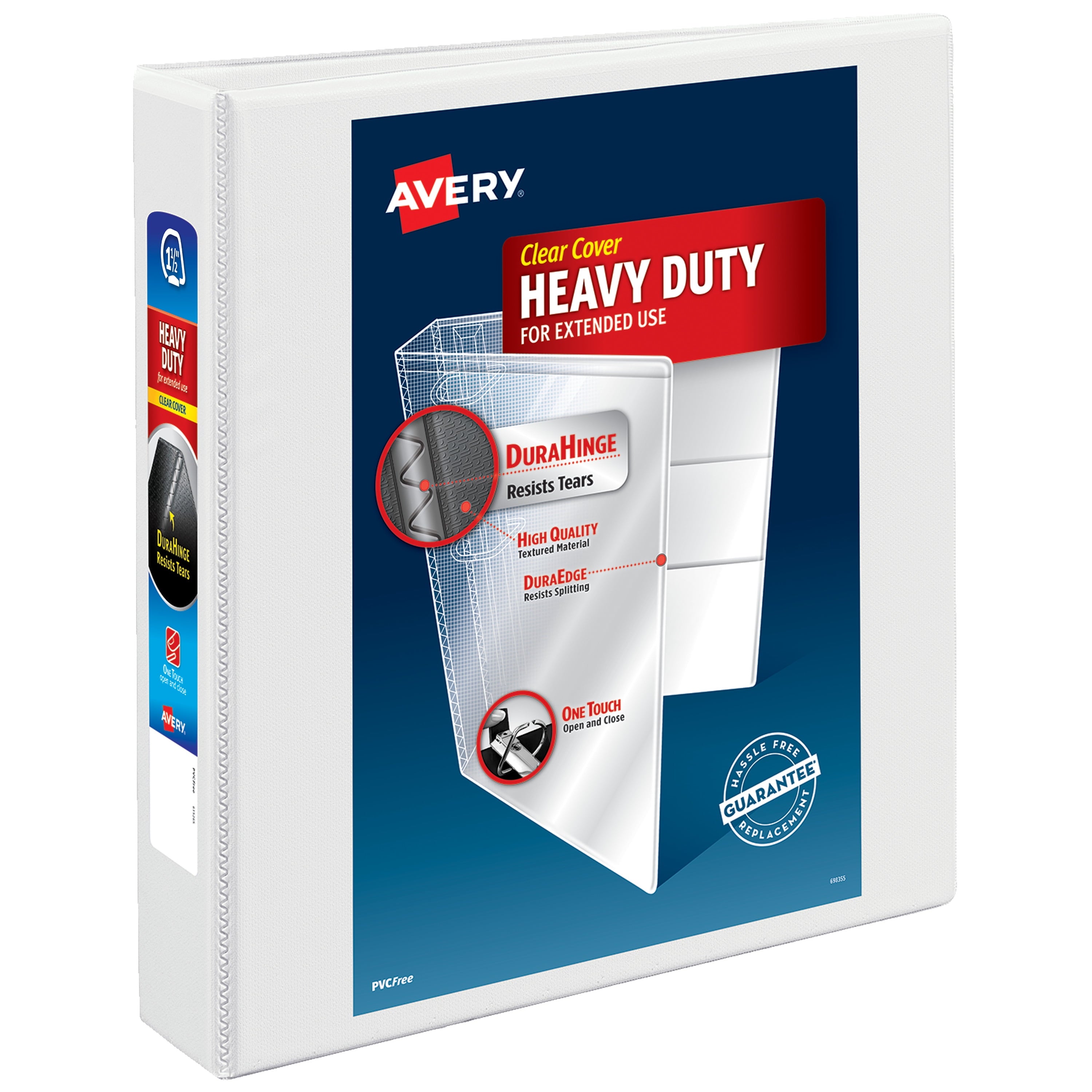 Avery Heavy-Duty View 3 Ring Binder, 1.5" Slant Rings, White