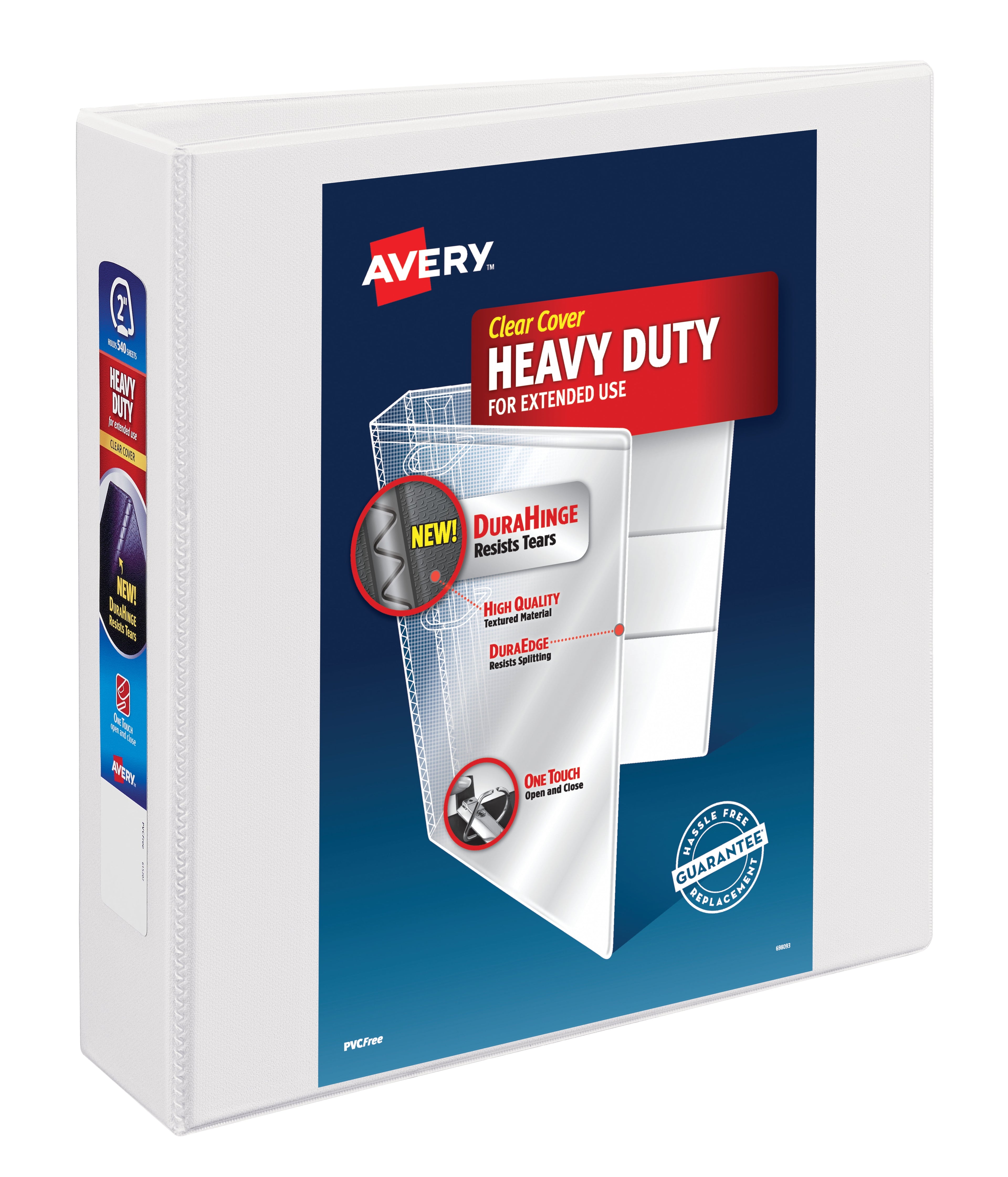Avery Heavy Duty View Binder, 2" One-Touch Slant Ring, White (79912)
