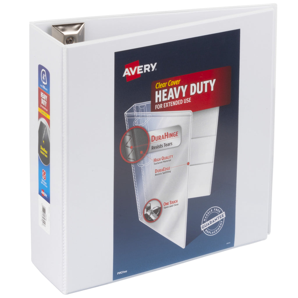 Heavy Duty View Binder, 4", White, Slant Ring, One-Touch, 760 Sheet Capacity, 1 Binder