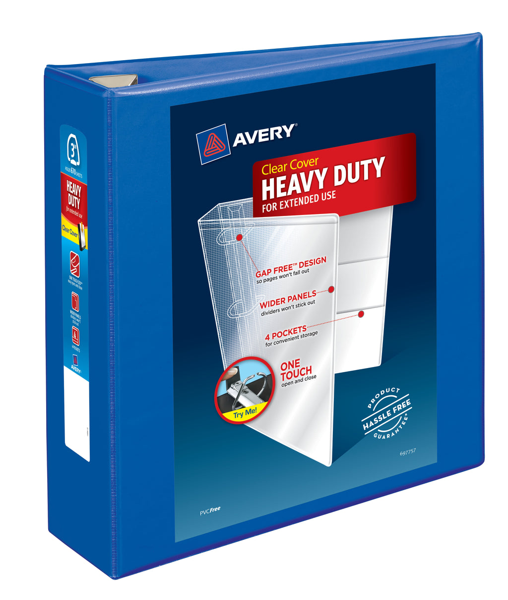 Heavy-Duty View Binder, 3" EZD Rings, Pacific Blue (79811)