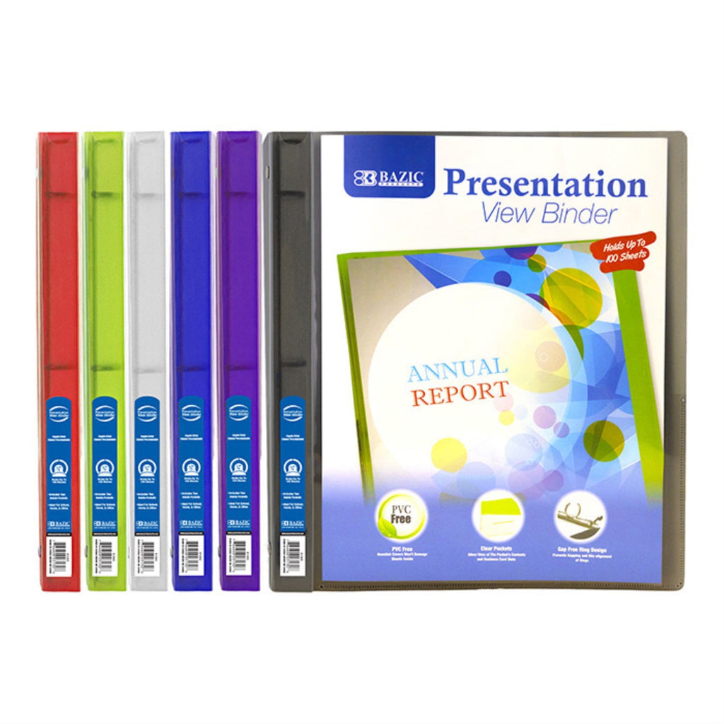 BAZIC 1/2" Poly 3-Ring Presentation View Binder w/ Pocket [3130]