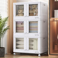 BROVIEW 240Qt Storage Bins with Lids, 60Gal Plastic Stackable Storage Bins with Doors, Wheels, Collapsible Closet Organizers and Storage, Fo